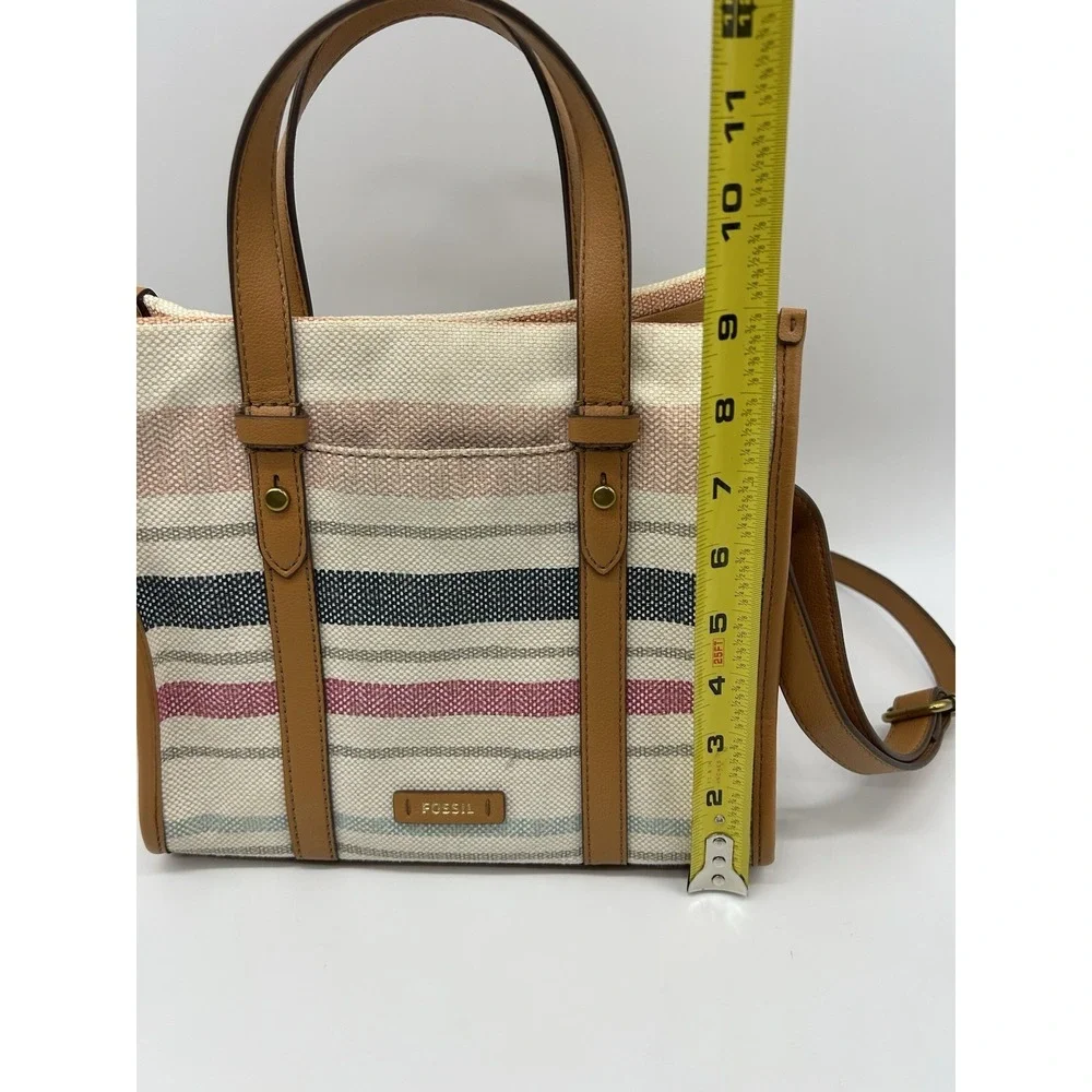 Fossil‎ Kingston Satchel Spring Stripe Crossbody Bag Tote Purse Summer Festival